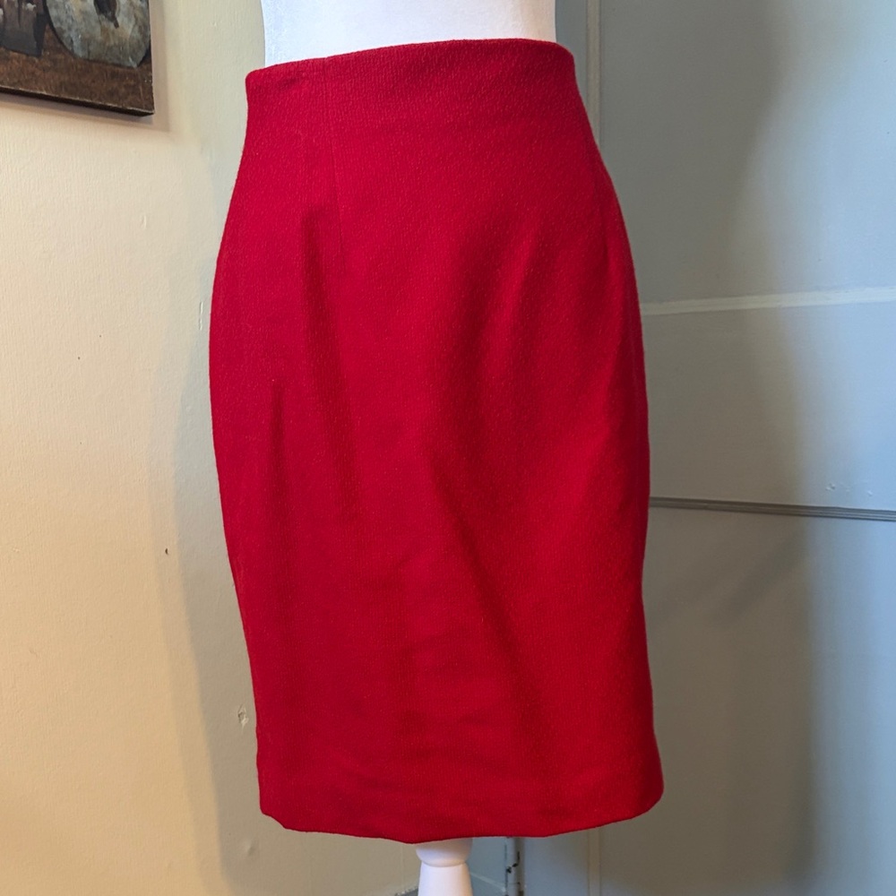 John Meyer of Norwich Chic Wool Blend Red Pencil Skirt for Women